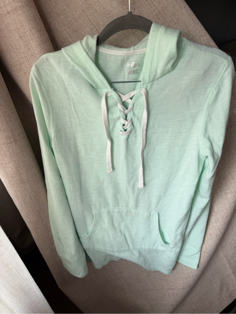 SO Mint Lace-Up Hoodie Tunic